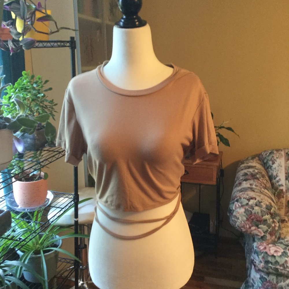 Sommer Ray open back t-shirt with wrap tie